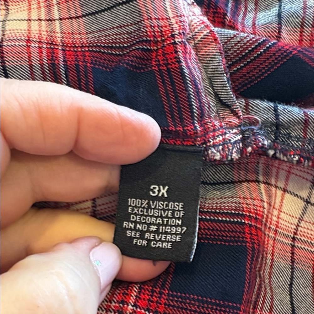 Tolani Embroidered Red and Blue Plaid Shirt Size 3X - Picture 10 of 11